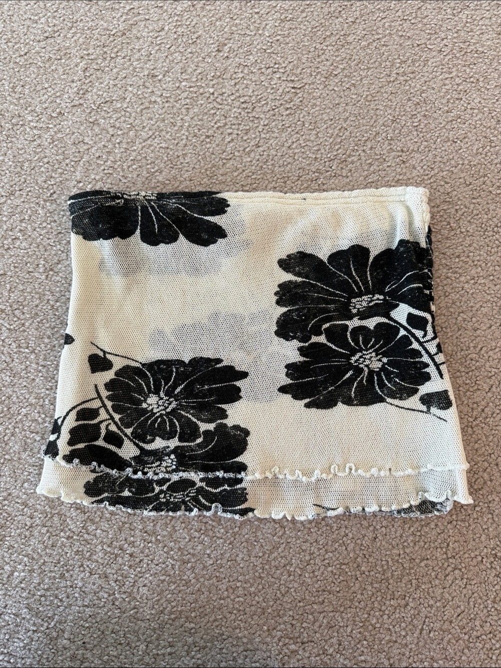 Free People Cream and Black Floral Tube Top